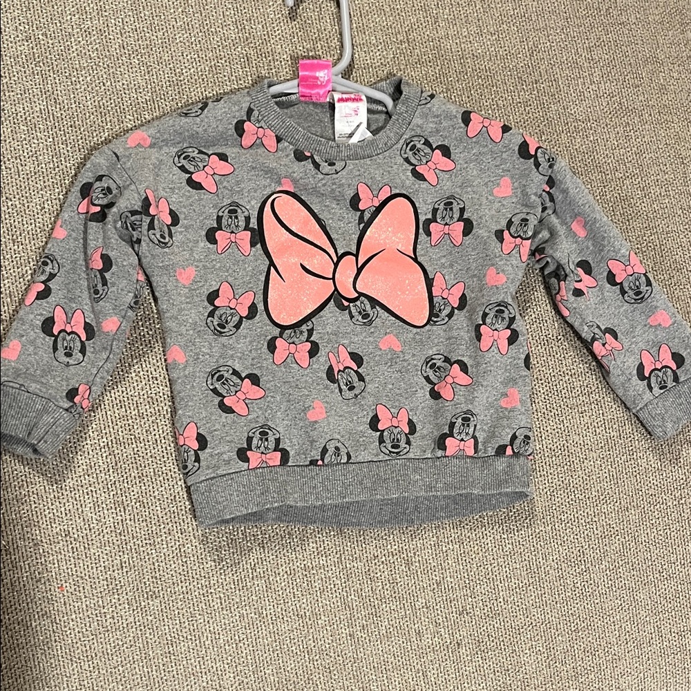 Disney Minnie Mouse Gray Sweatshirt with Pink Bows